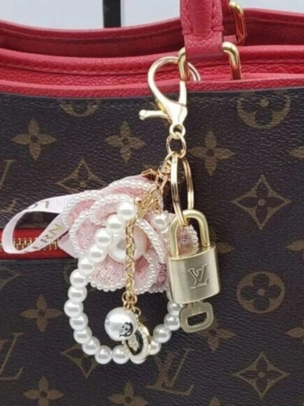 Louis Vuitton Gold Padlock 🔑 Authentic LV Unbranded Flower Keychain Bag Charm